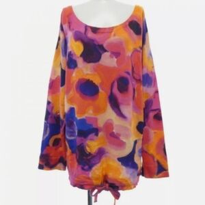 CHANEL  Cashmere Pullover Vibrant Multicolor Abstract Floral Logo EU38 US M